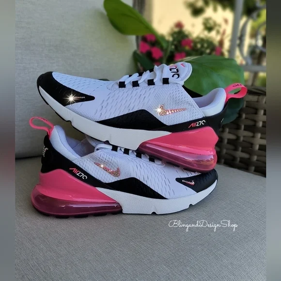 Bling Nike Air Max 270 Sneakers Shoes Customized With Crystals Women's New - Picture 3 of 8